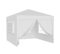 Wiltec Gazebo 3 x 3 m in bianco con protezione UV 50+, tendone da giardino con lati rimovibili, tenda da festa con finestre, ad esempio per terrazze e festival