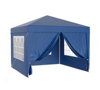 Wiltec Gazebo 3 x 3 m in blu con protezione UV 50+, tendone da giardino con pareti laterali rimovibili, tenda da festa con finestre, ad esempio per terrazze e festival