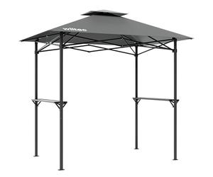 Wiltec Gazebo per barbecue grigio 2,45 x 1,52 m con telone di copertura e due ripiani