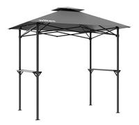 Wiltec Gazebo per barbecue grigio 3,6x1,5 m con telone di copertura e due ripian