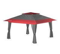 Wiltec Gazebo pieghevole con zanzariera, grigio rosso 3,92 x 3,92 m, impermeabile, UV 50+, Tendone per feste