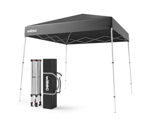 Wiltec Gazebo pieghevole grigio, 2,5 x 2,5 x 2,7 m con chiusura centrale, Tenda per fiere eventi mercati