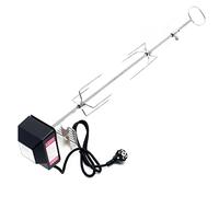 Wiltec Girarrosto da Barbecue 82 cm 230 V, Spiedo in Acciaio Inox con 2 forchettoni Carne