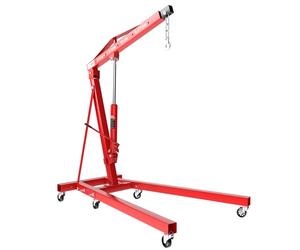 Wiltec gruetta idraulica da officina per sollevamento, gru manuale pieghevole con doppia pompa, carico max 2000kg