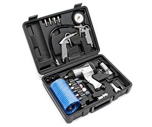 Wiltec Kit accessori per compressore 27 pezzi con 4 utensili pneumatici e inserti