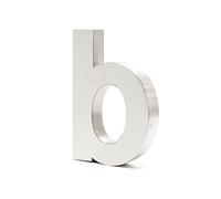Wiltec Lettera "b" per numero civico 3D Arial 20 cm Acciaio Inox Con materiale di montaggio