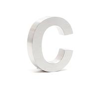 Wiltec Lettera "c" per numero civico 3D Arial 15 cm Acciaio Inox Con materiale di montaggio