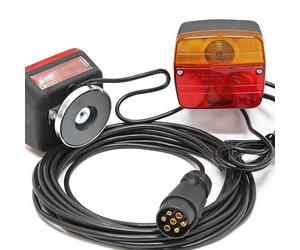 Wiltec Luci posteriori 7 poli per rimorchi carrelli appendice, con magnete, cavo 7,5 m e 2 fanali