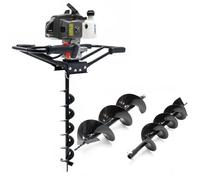 Wiltec Mototrivella a benzina, motore a 2 tempi di 3 CV e punte elicoidali Ø100mm, 150mm e 200mm, uso 2 persone