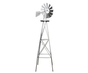 Wiltec Mulino a vento da giardino stile USA, altezza 245 cm, Ruota a vento con cuscinetti a sfera