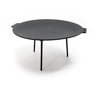Wiltec Piastra per barbecue fuoco in ghisa, liscia, rotonda Ø44cm altezza 35 cm con 3 piedi