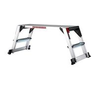 Wiltec Piattaforma da lavoro pieghevole in alluminio, scala da lavoro mobile con piattaforma, superficie di lavoro 95 x 30 cm, sgabello per lavori