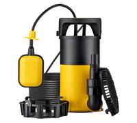 Wiltec Pompa sommersa ad aspirazione piatta 3in1 1100 W, portata 18000 l/h, per acque chiare e scure, con galleggiante e termoregolazione, per cantine, stagni, piscine, pozzi