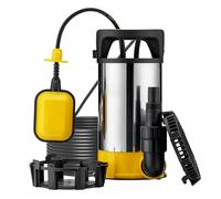 Wiltec Pompa sommersa ad aspirazione piatta 3in1 850 W, portata 15000 l/h, per acque chiare e scure, con galleggiante e termoregolazione, per cantine, stagni, piscine, pozzi