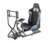 Wiltec Postazione simulatore di guida 71 x 136 x 108 cm, con cockpit, reggi monitor e sedia gaming con portata max 100 kg, fissaggi per volante, leva del cambio e pedali