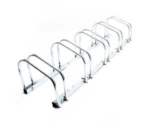 Wiltec Rastrelliera per 5 biciclette, 1305 x 320 x 265 mm, in acciaio grigio, adatto al montaggio a pavimento, portabiciclette a fila