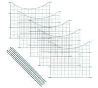 Wiltec Recinzione giardino, set con 5 elementi verdi con bordo curvo, recinzione in rete metallica 770 x 8 x 640 mm, recinto a innesto di facile montaggio