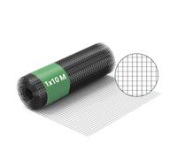 Wiltec Rete da voliera nera Maglie quadrate 12x12mm Rotolo da 10m Altezza 100cm Acciaio zincato