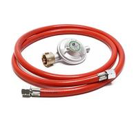 Wiltec Riduttore di Pressione a 50mbar con 200cm di Tubo propano per bombola di Gas Ø 1/4" / 21,8 mm LH