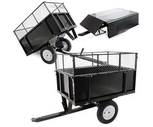 Wiltec Rimorchio per trattorino tagliaerba, ribaltabile 114x76x30 cm, cassone con estensione a rete