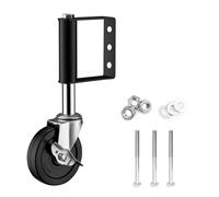 Wiltec Ruota per cancello con freno 100 mm, portata max 100 kg, ruote per cancelli pesanti, in acciaio vernicato a polvere e gomma, per cancello scorrevole e da giardino