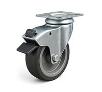 Wiltec Ruota piroettante con freno 75mm max 75 kg con piastra di montaggio, per carrelli, mobili