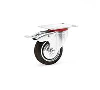 Wiltec Ruota piroettante doppio stop max 50kg 75mm con freno e piastra di montaggio per carrelli, mobili