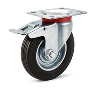 Wiltec Ruota piroettante doppio stop max 70kg 100mm con freno e piastra di montaggio per carrelli, mobili
