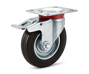 Wiltec Ruota piroettante doppio stop max 70kg 100mm con freno e piastra di montaggio per carrelli, mobili