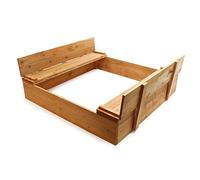 Wiltec Sabbiera in legno 98x98x18 cm con coperchio ribaltabile e panchine Sabbionaia