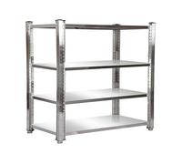 Wiltec Scaffale in acciaio inox 180x50x155cm 4 ripiani per uso domestico e professionale