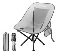 Wiltec Sedia da campeggio pieghevole portatile 100 kg grigio nero