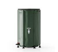 Wiltec Serbatoio acqua piovana pieghevole da 250 l, con coperchio e rubinetto, contenitore raccolta acqua piovana in PVC da 620 g/m² con attacco per tubo