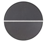 Wiltec Set 2x Piastra in ghisa rigata, forma a mezza luna, 49,8 x 24,3 x 1,5 cm, griglia in ghisa per barbecue, bistecchiera, ideale per grigliare carne, pesce, verdure