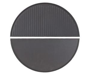 Wiltec Set 2x Piastra in ghisa rigata, forma a mezza luna, 49,8 x 24,3 x 1,5 cm, griglia in ghisa per barbecue, bistecchiera, ideale per grigliare carne, pesce, verdure