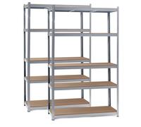 Wiltec Set 2x Scaffali zincati a incastro per carichi pesanti 120x50x200cm 5 ripiani 175kg/piano