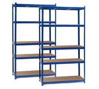 Wiltec Set 2x Scaffali a incastro per carichi pesanti Blu 100x50x200cm Officina