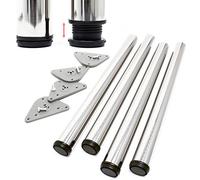Wiltec Set 4 gambe per tavolo regolabili in acciaio inox nichel Ø 60mm 1100mm Piedi per mobili