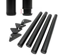 Wiltec Set 4 gambe tavolo regolabili in acciaio inox nero Ø 60mm 820mm
