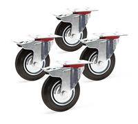 Wiltec Set 4 ruote piroettanti con freno doppio blocco Rotella 200mm max 150kg