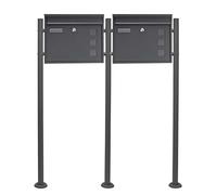 Wiltec Set Cassetta postale doppia autoportante V12 antracite con telaio di supporto