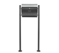 Wiltec Set Cassetta postale singola autoportante V17 antracite, con telaio di supporto