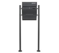 Wiltec Set Cassetta postale singola autoportante V4 antracite, con telaio di supporto