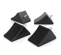 Wiltec Set di 4 cunei fermaruota universali 205 x 125 x 100 mm in gomma antiscivolo, con occhiello in metallo, per rimorchi, camper, auto e barche