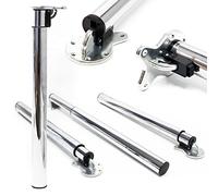 Wiltec Set 4 gambe per tavolo in cromo altezza regolabile 70-110 cm