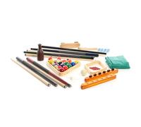 Wiltec Set di Accessori per Biliardo 4 Stecche Triangolo e portastecche a Parete