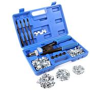 Wiltec Set pinza rivettatrice con 5 punte e 150 dadi a rivetto M5/M6/M8/M10/M12 30 pz. ciascuno