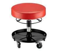 Wiltec Sgabello con ruote regolabile in altezza 40,5-53,5 cm, portata max 150 kg, sedia da officina in acciaio con 5 ruote pivottanti