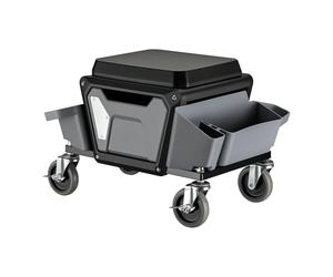 Wiltec Sgabello da Officina con Ruote e Porta Attrezzi, Sgabello Mobile da Meccanico, 120 kg di Portata