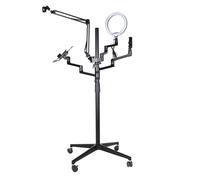 Wiltec Supporto fotocamera da terra con 3 bracci e ring light Dirette streaming